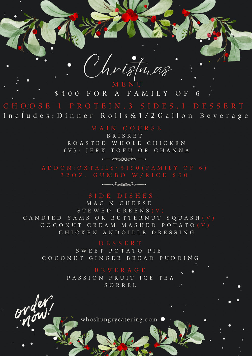 Christmas Menu (Pre-order)